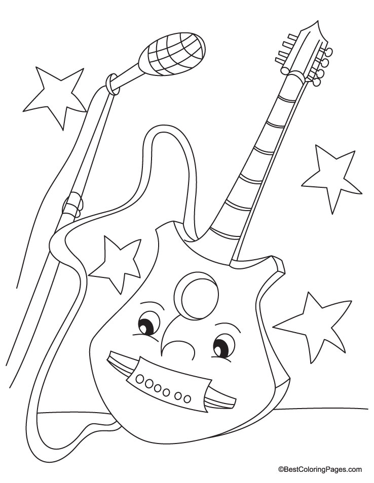 Melodic Guitar Coloring Pages Printable 9