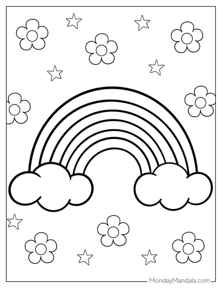 Vibrant Rainbow Coloring Pages Printable 1