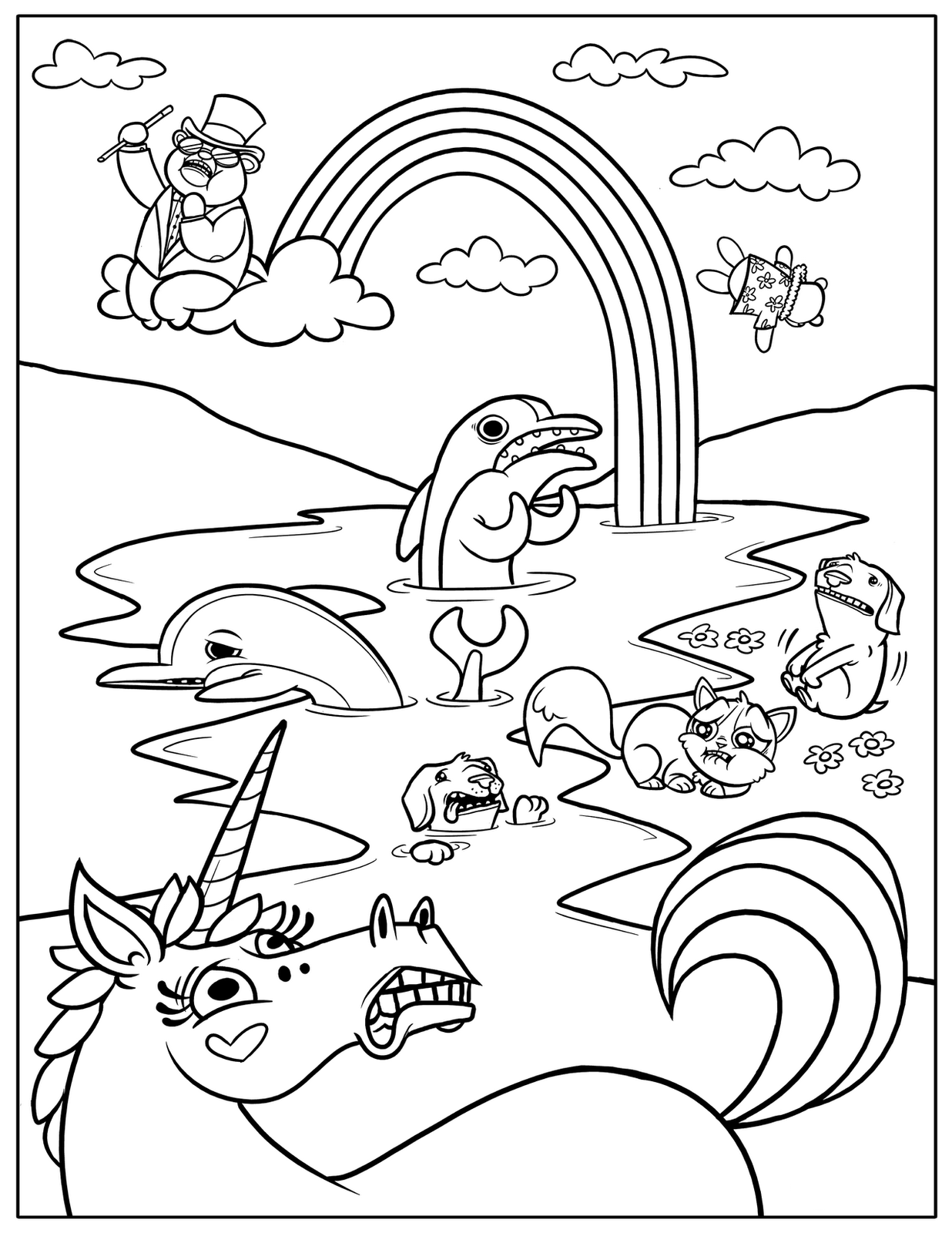 Vibrant Rainbow Coloring Pages Printable 14