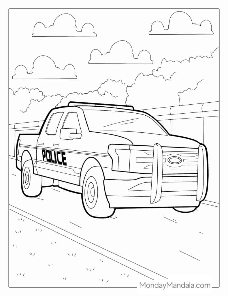 30 Police Car Coloring Pages Printable 4