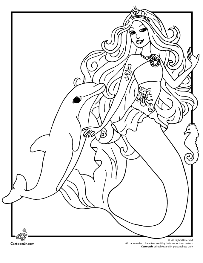 31 Fun Mermaid Coloring Pages for Kids Printable 12