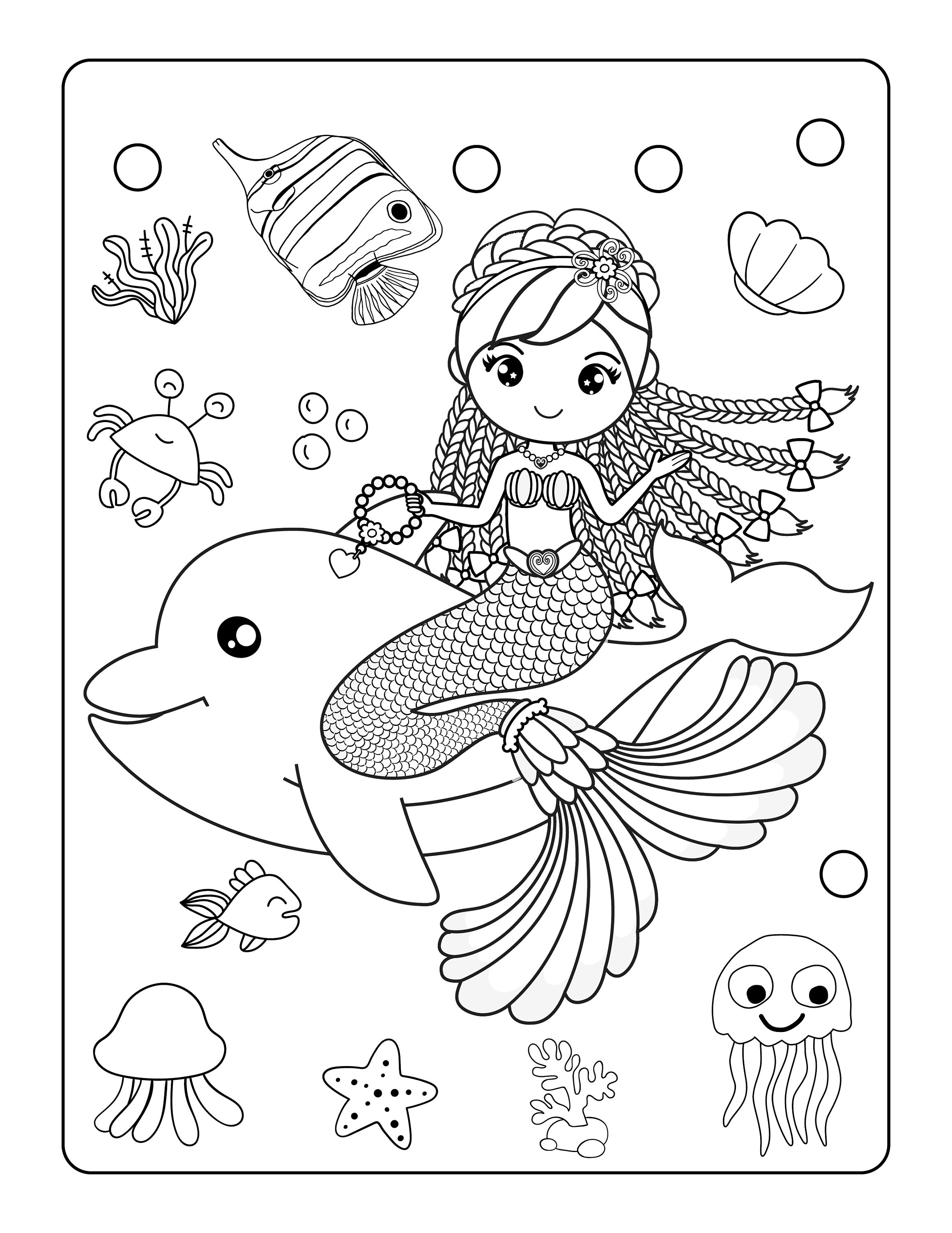 31 Fun Mermaid Coloring Pages for Kids Printable 15