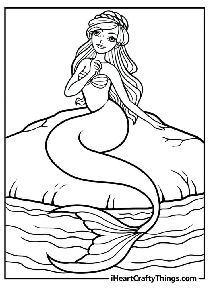 31 Fun Mermaid Coloring Pages for Kids Printable 26