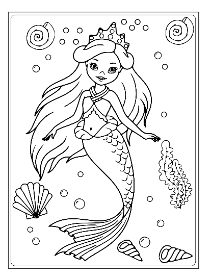 31 Fun Mermaid Coloring Pages for Kids Printable 27