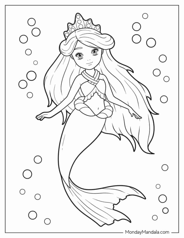 31 Fun Mermaid Coloring Pages for Kids Printable 28