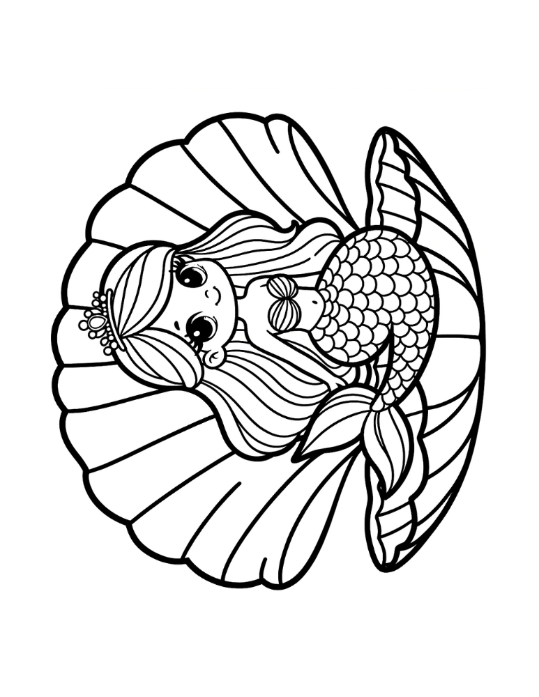 31 Fun Mermaid Coloring Pages for Kids Printable 3