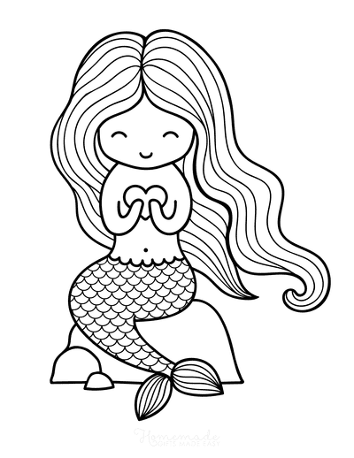 31 Fun Mermaid Coloring Pages for Kids Printable 32