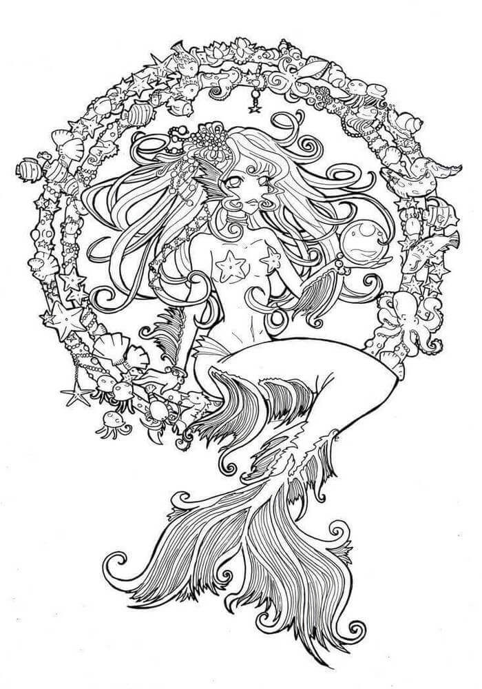 31 Fun Mermaid Coloring Pages for Kids Printable 35