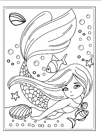 31 Fun Mermaid Coloring Pages for Kids Printable 8