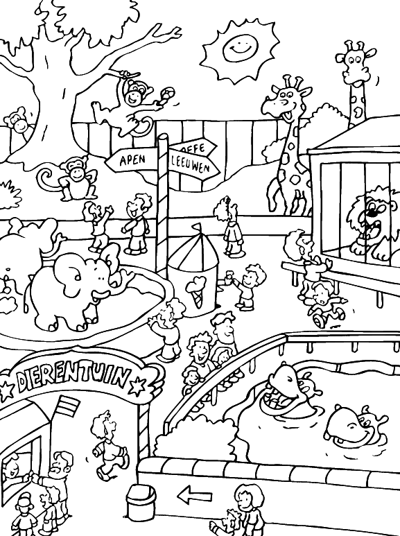 32 Cute Zoo Animal Coloring Pages Printable 15