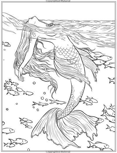 32 Elegant Mermaid Coloring Pages Adult Printable 15