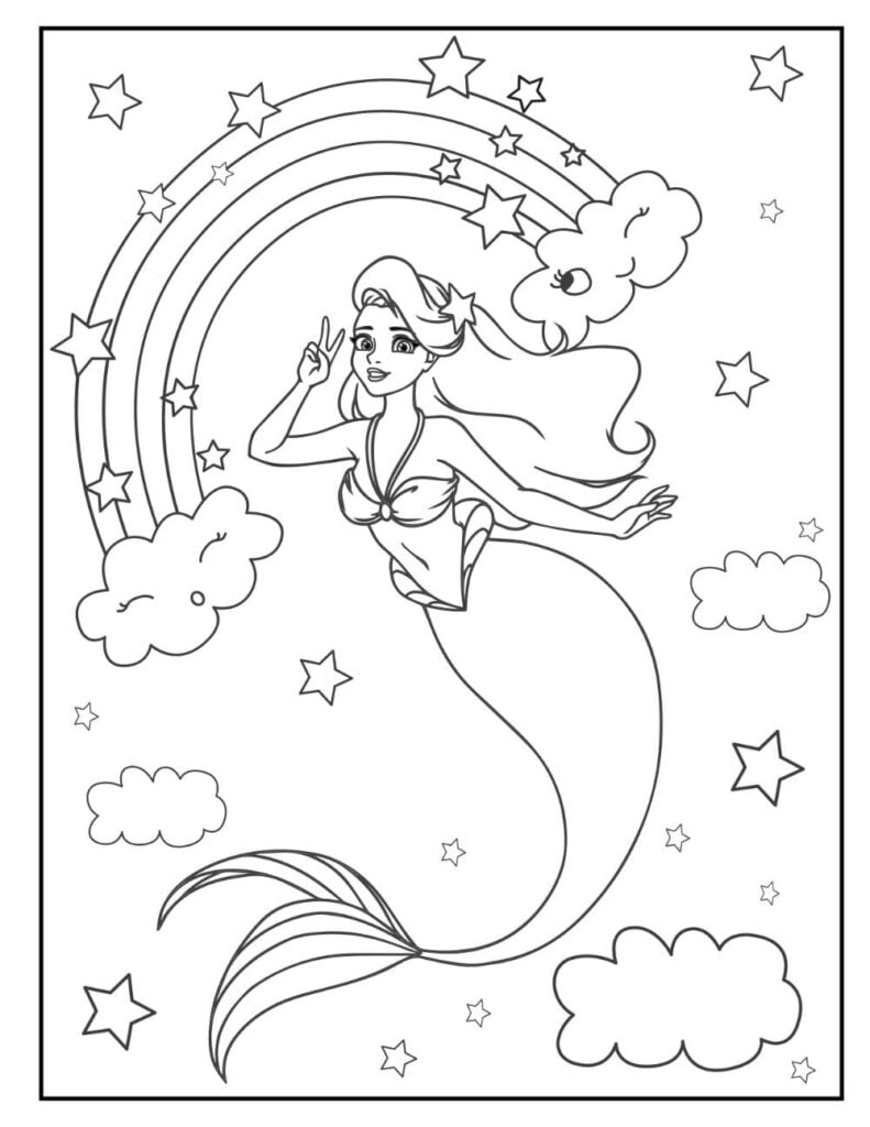 32 Elegant Mermaid Coloring Pages Adult Printable 18