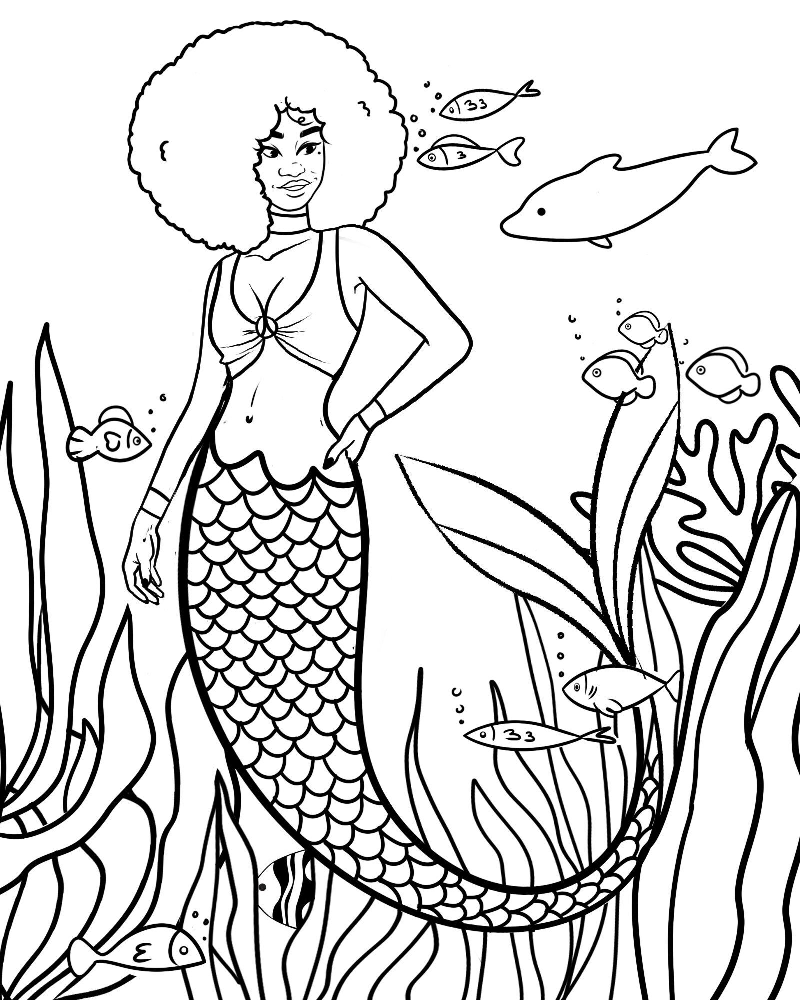 32 Elegant Mermaid Coloring Pages Adult Printable 19