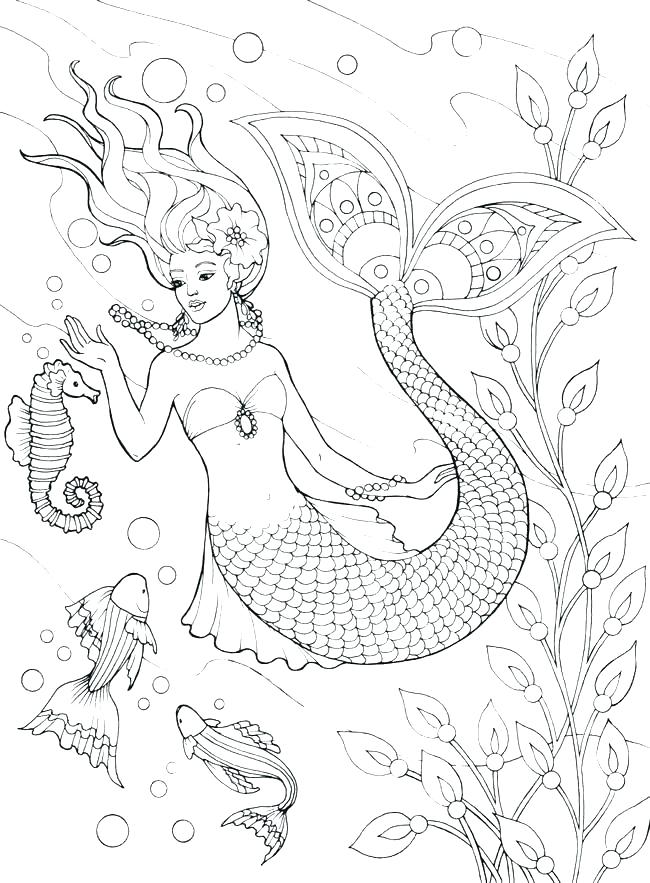 32 Elegant Mermaid Coloring Pages Adult Printable 23