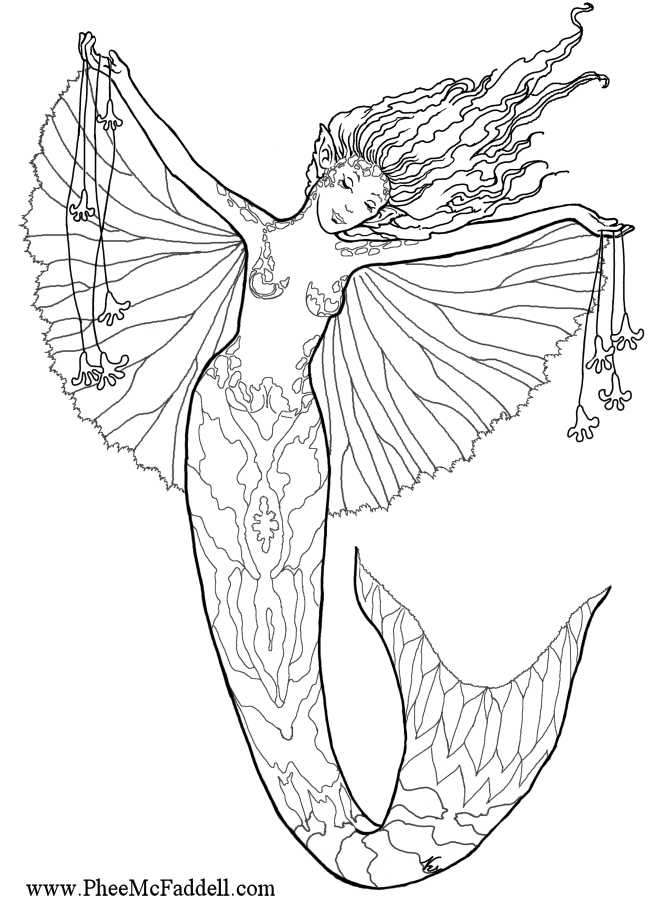 32 Elegant Mermaid Coloring Pages Adult Printable 26