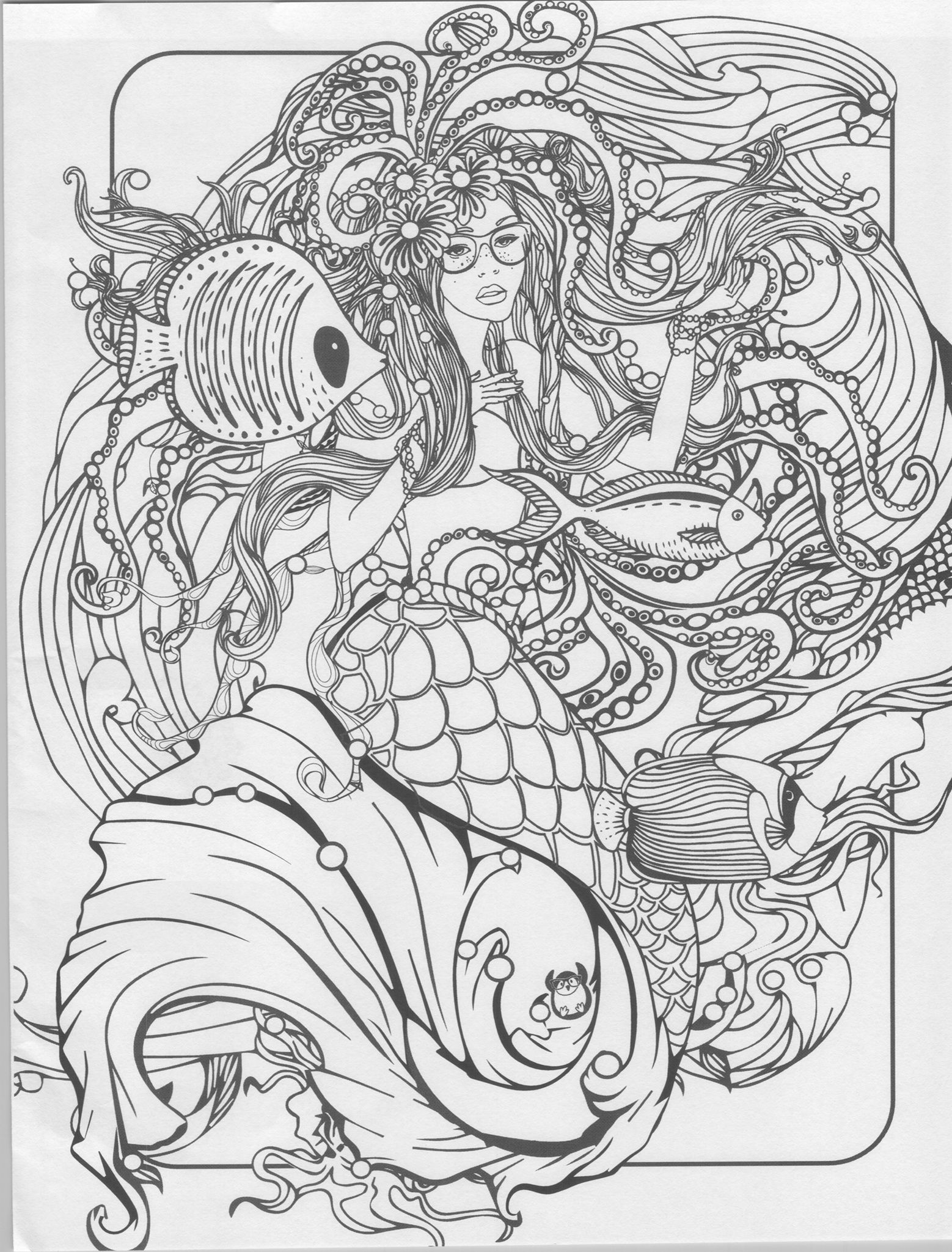 32 Elegant Mermaid Coloring Pages Adult Printable 28