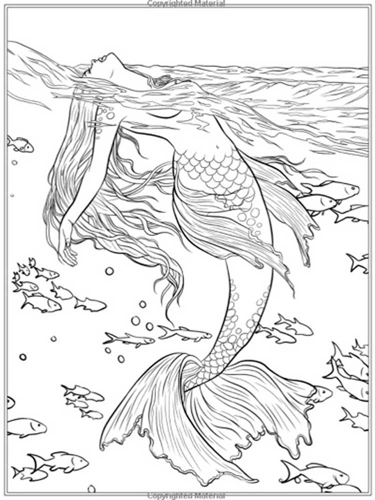 32 Elegant Mermaid Coloring Pages Adult Printable 30