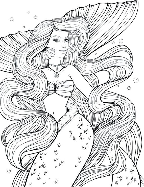 32 Elegant Mermaid Coloring Pages Adult Printable 31