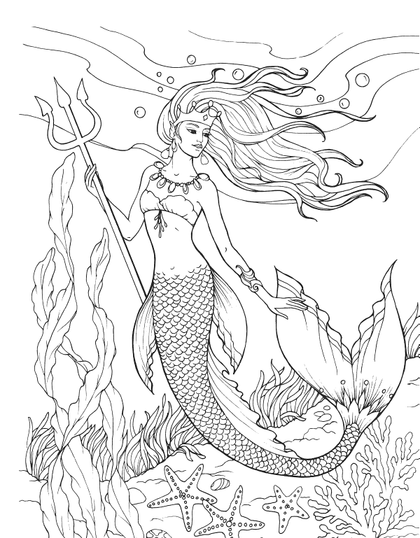 32 Elegant Mermaid Coloring Pages Adult Printable 32