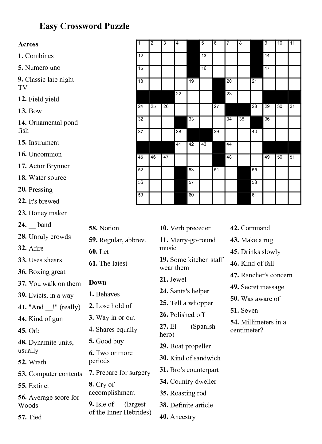 32 Joyful Crossword Puzzles Printable 1