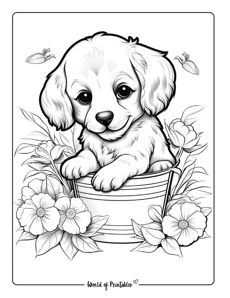 33 Adorable Dog Coloring Pages for Adults Printable 13