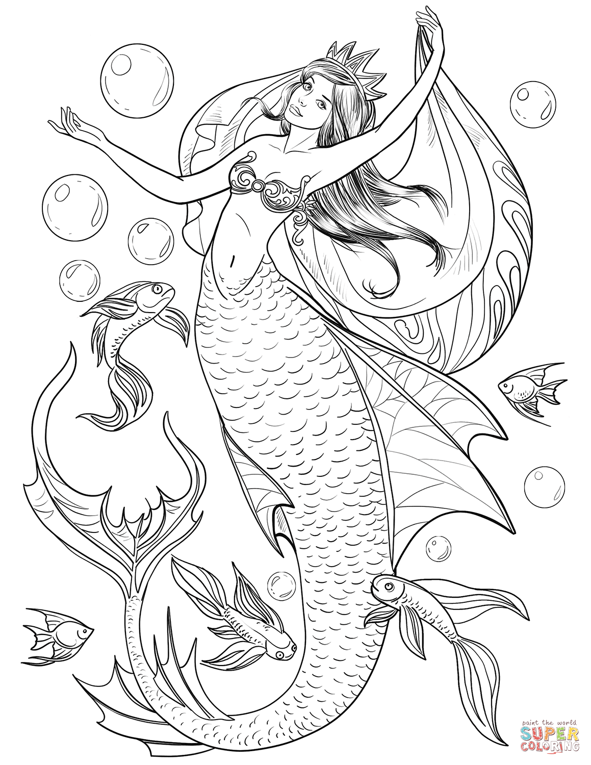 33 Beautiful Mermaid Coloring Pages Printable 1