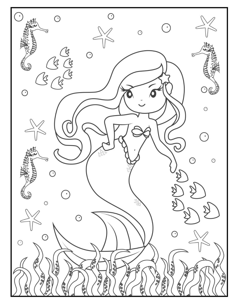 33 Beautiful Mermaid Coloring Pages Printable 24