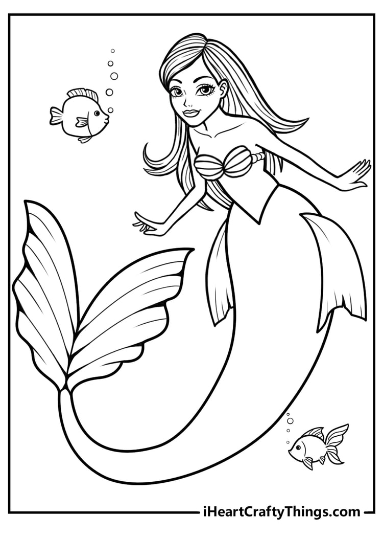 33 Beautiful Mermaid Coloring Pages Printable 7