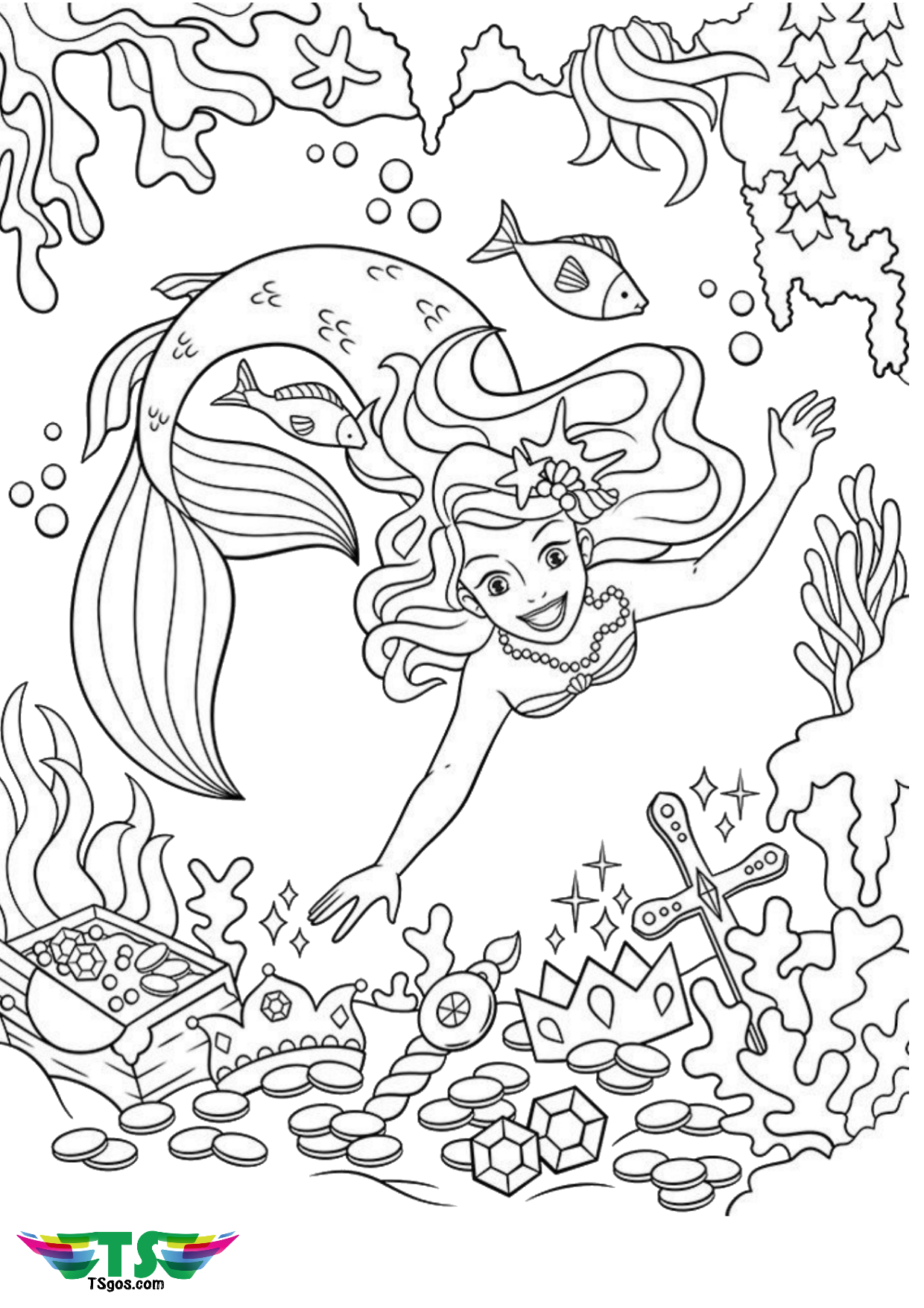 33 Beautiful Mermaid Coloring Pages Printable 8