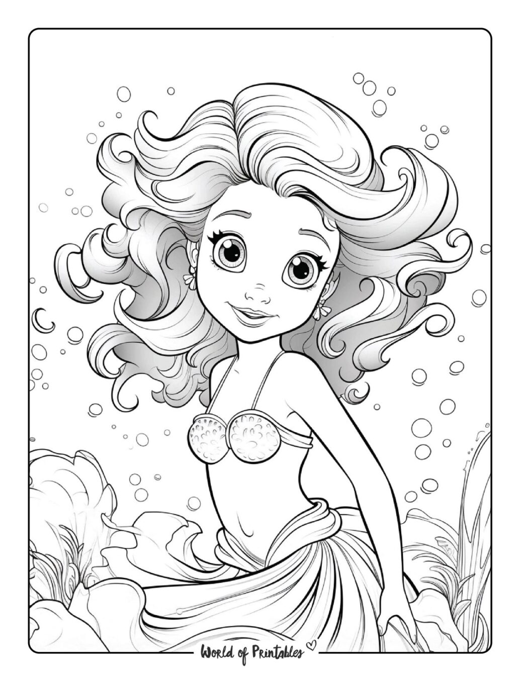 33 Beautiful Mermaid Coloring Pages Printable 9