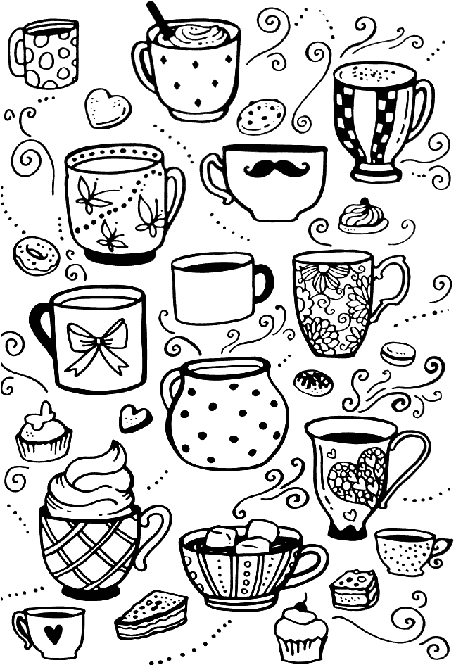 33 Fun Coffee Cup Coloring Pages Printable 2