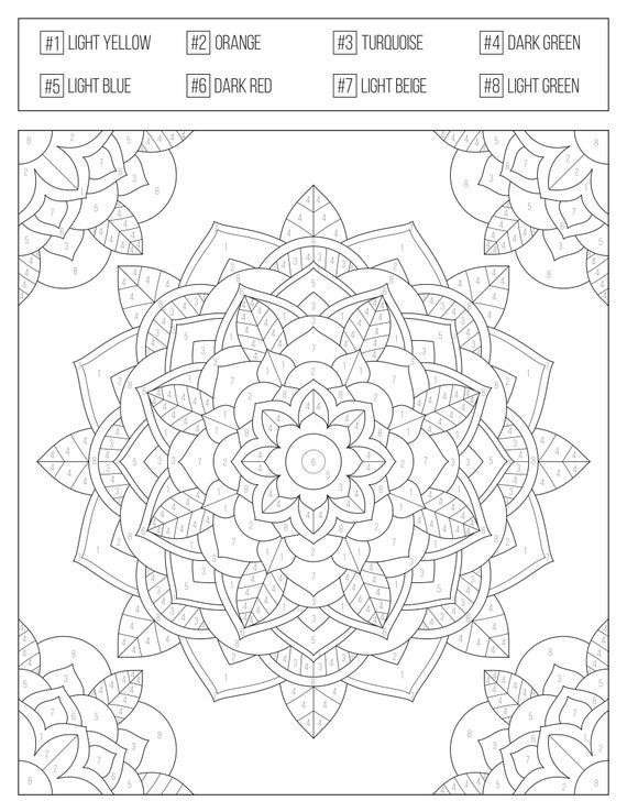 33 Relaxing Adult Coloring Pages by Number Printable 10