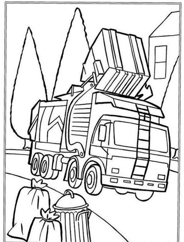 34 Cool Garbage Truck Coloring Pages Printable 1