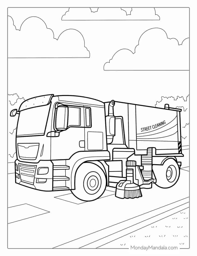 34 Cool Garbage Truck Coloring Pages Printable 19