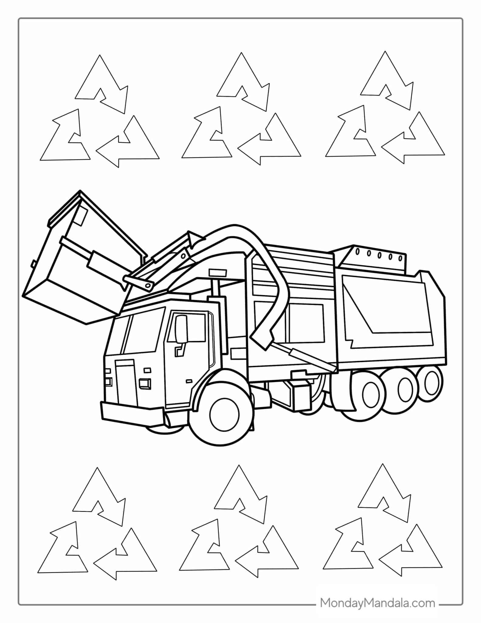 34 Cool Garbage Truck Coloring Pages Printable 4