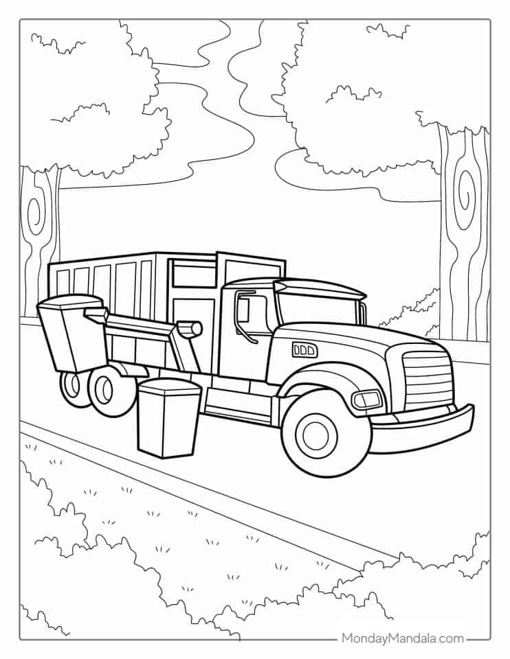 34 Cool Garbage Truck Coloring Pages Printable 6