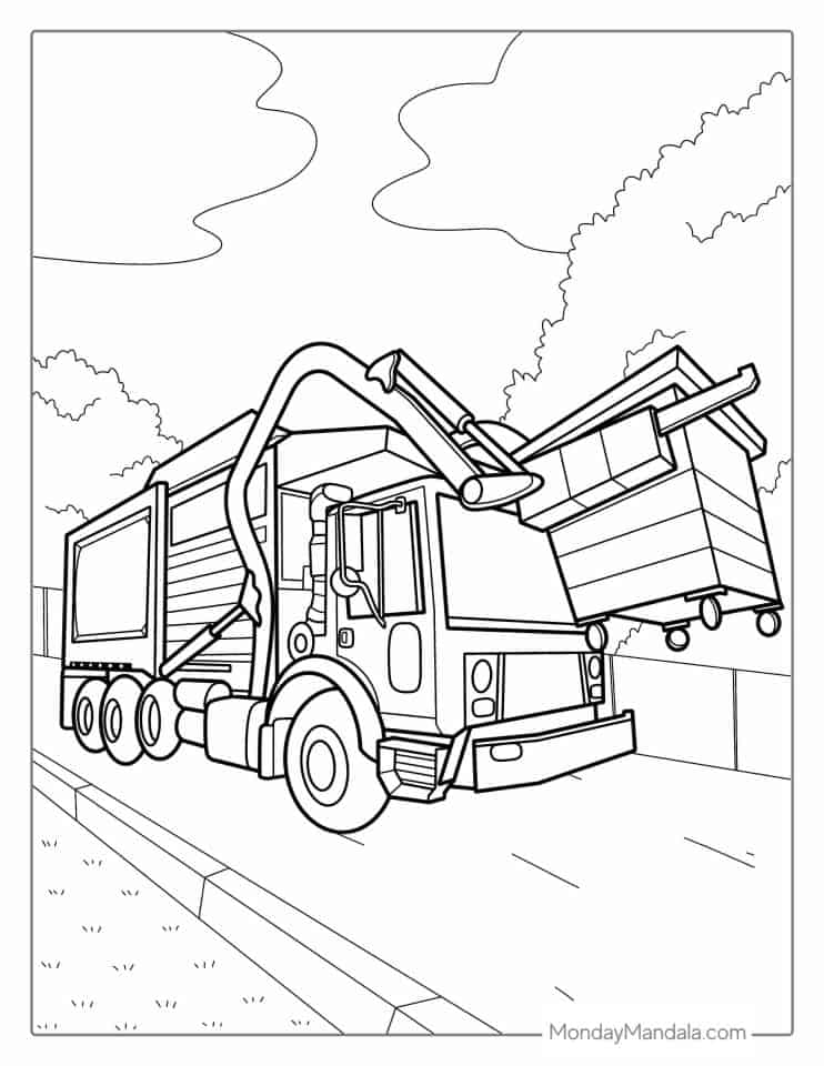 34 Cool Garbage Truck Coloring Pages Printable 7