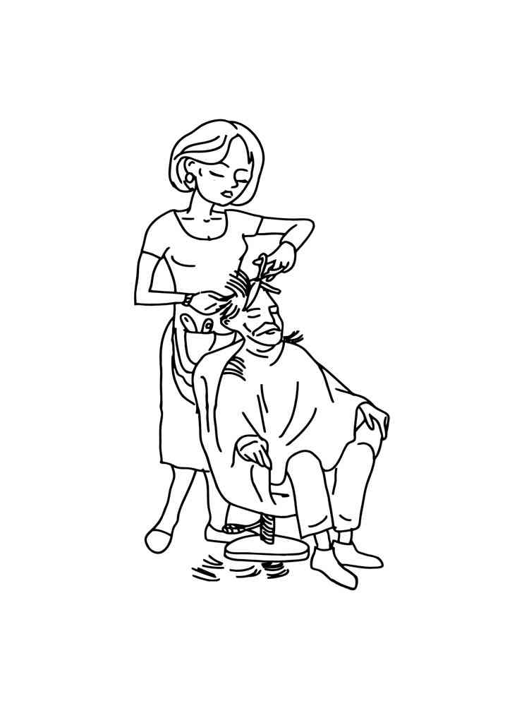 35 Stylish Hairdresser and Barber Coloring Pages Printable 10