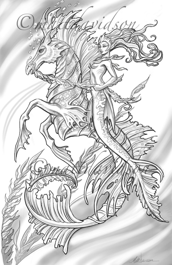 36 Detailed Mermaid Coloring Pages for Adults Printable 10