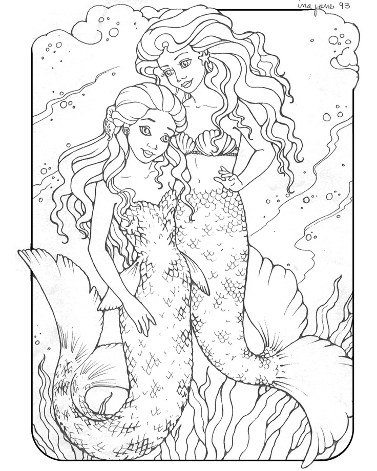 36 Detailed Mermaid Coloring Pages for Adults Printable 30