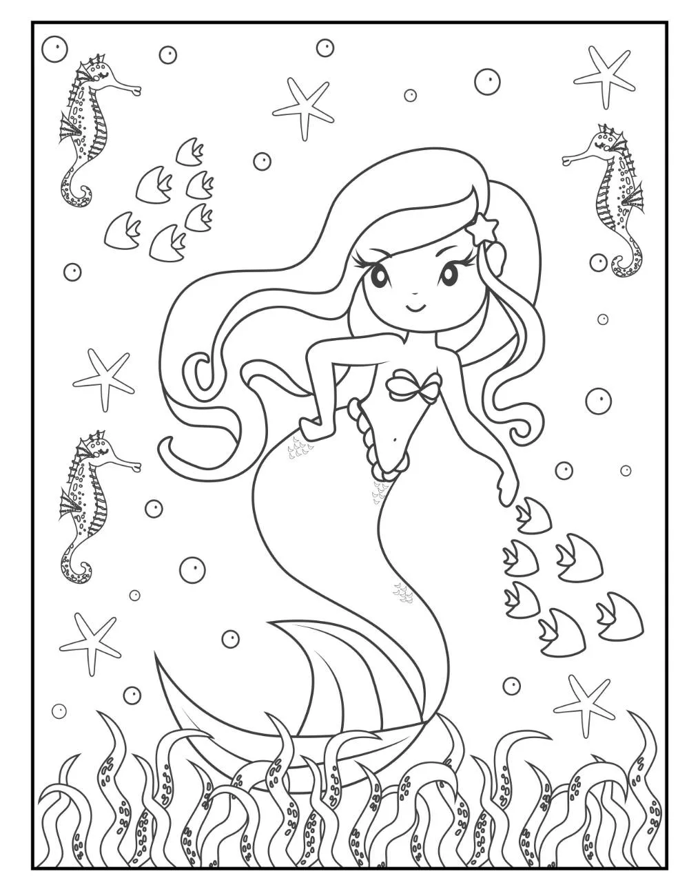 36 Detailed Mermaid Coloring Pages for Adults Printable 32