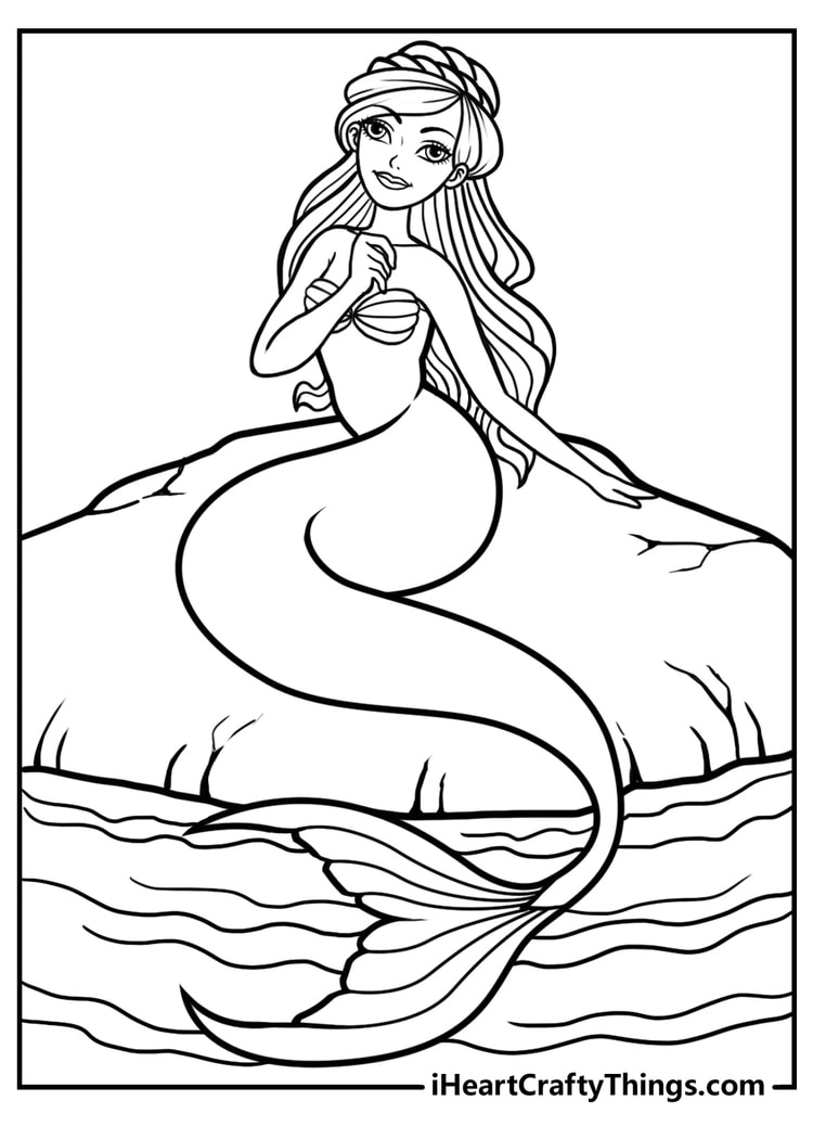 36 Detailed Mermaid Coloring Pages for Adults Printable 34