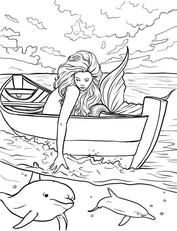 36 Detailed Mermaid Coloring Pages for Adults Printable 4