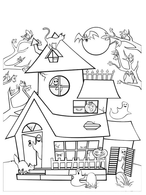 36 Haunted Castle Coloring Pages Printable 12