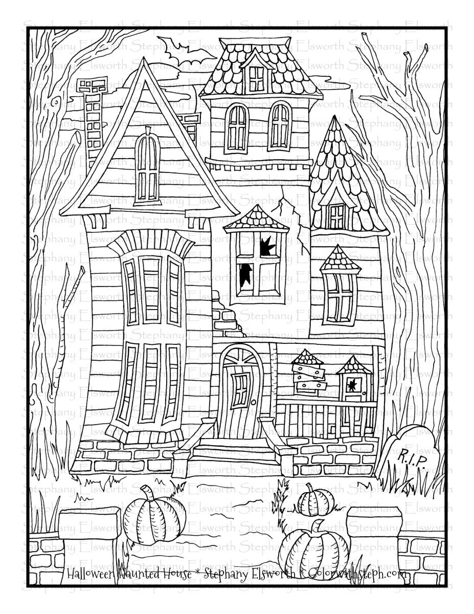 36 Haunted Castle Coloring Pages Printable 13