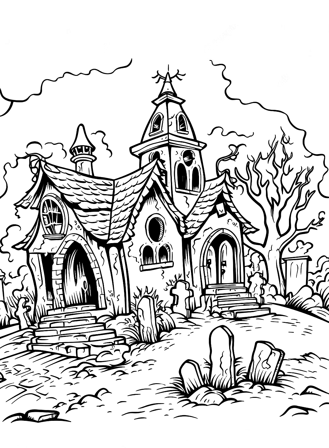 36 Haunted Castle Coloring Pages Printable 21