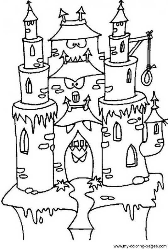 36 Haunted Castle Coloring Pages Printable 3