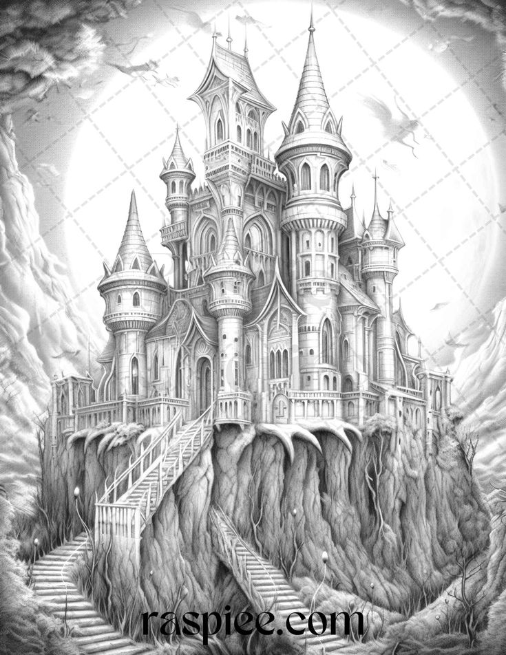 36 Haunted Castle Coloring Pages Printable 34