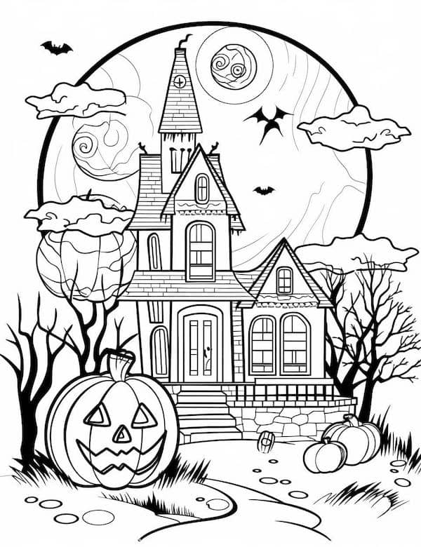 36 Haunted Castle Coloring Pages Printable 9