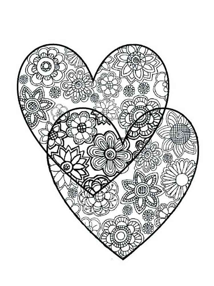 36 Lovely Hearts Coloring Pages for Adults Printable 1